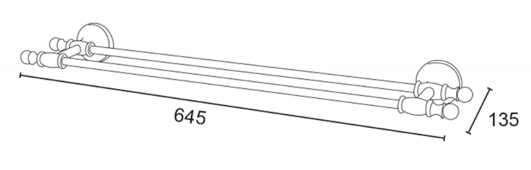PERLA dvojitý držák ručníků 645mm, růžové zlato