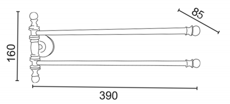 PERLA dvojitý držák ručníků otočný 390mm, růžové zlato