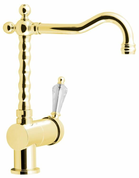 Dřezová stojánková páková baterie zlato/krystal – Sapho KIRKÉ CRYSTAL KI14KZ