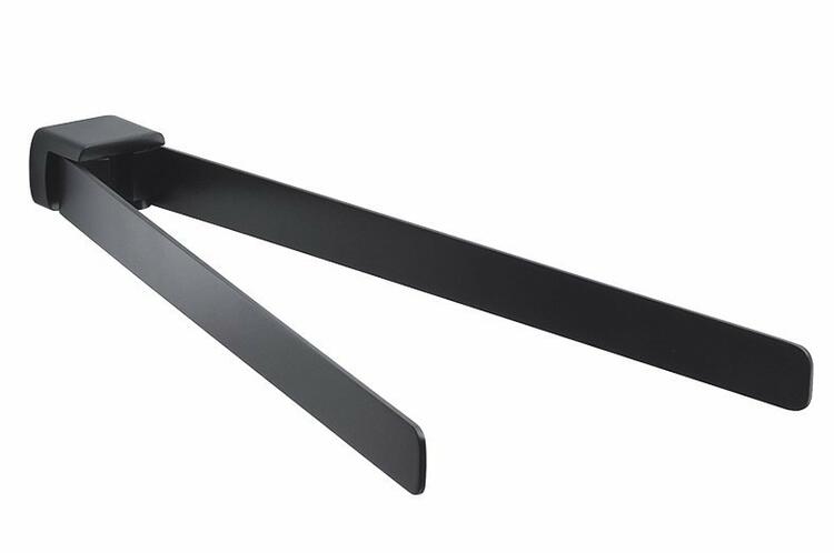 PIRENEI dvojitý držák ručníků otočný 350mm, černá mat