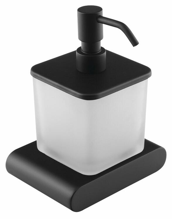 FLORI dávkovač mýdla, 300ml, mléčné sklo, černá mat