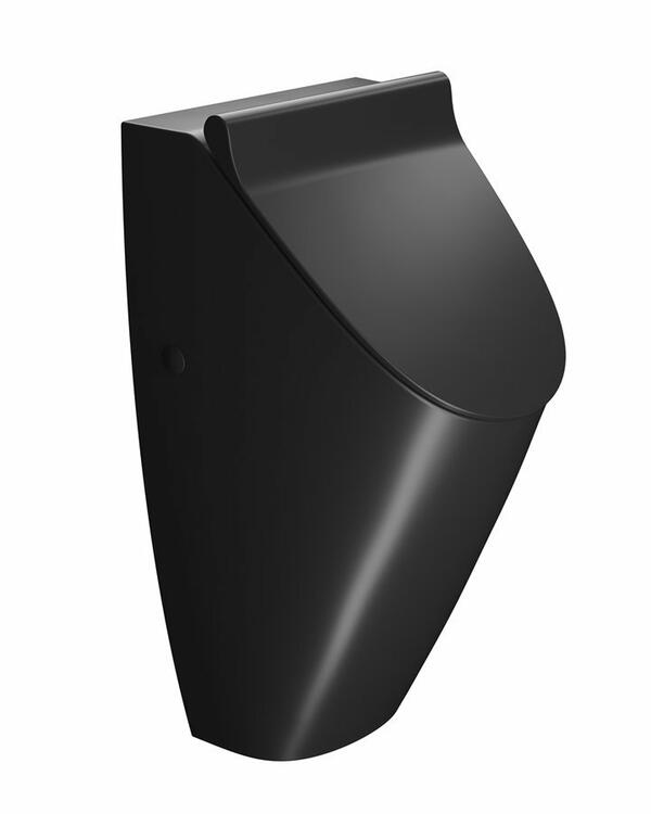 COMMUNITY urinál se zakrytým přívodem vody s otvory pro víko 31x65cm, černá mat
