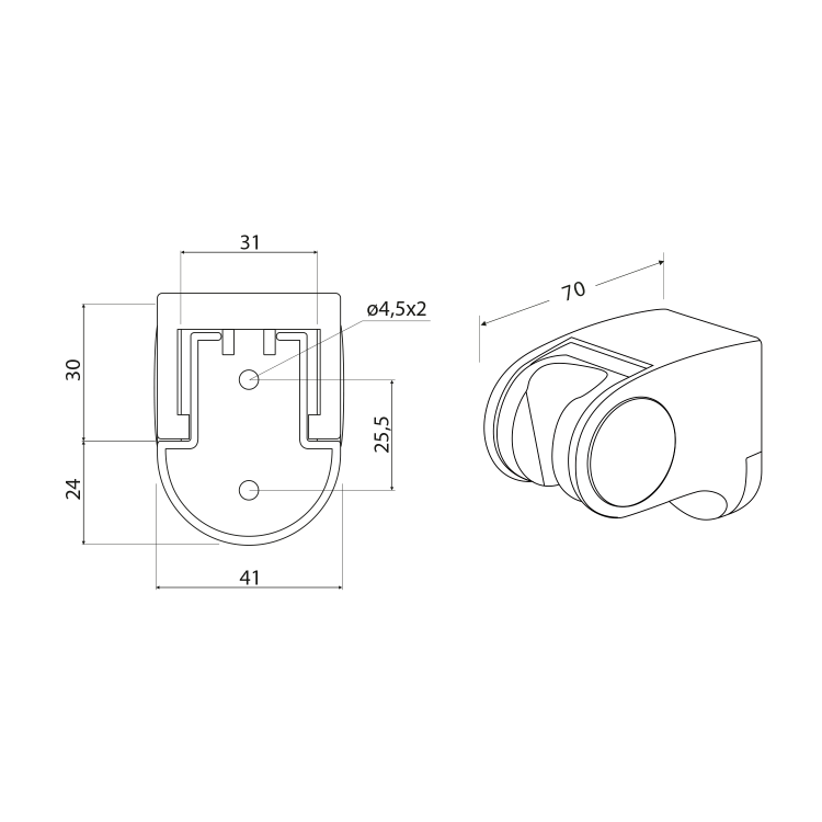 Držák sprchy, výklopný, ABS/černá mat