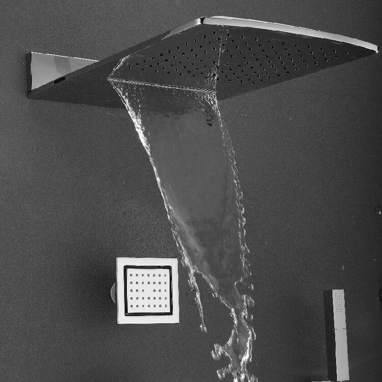 Nástěnná hlavová sprcha s kaskádou 600x320mm, chrom