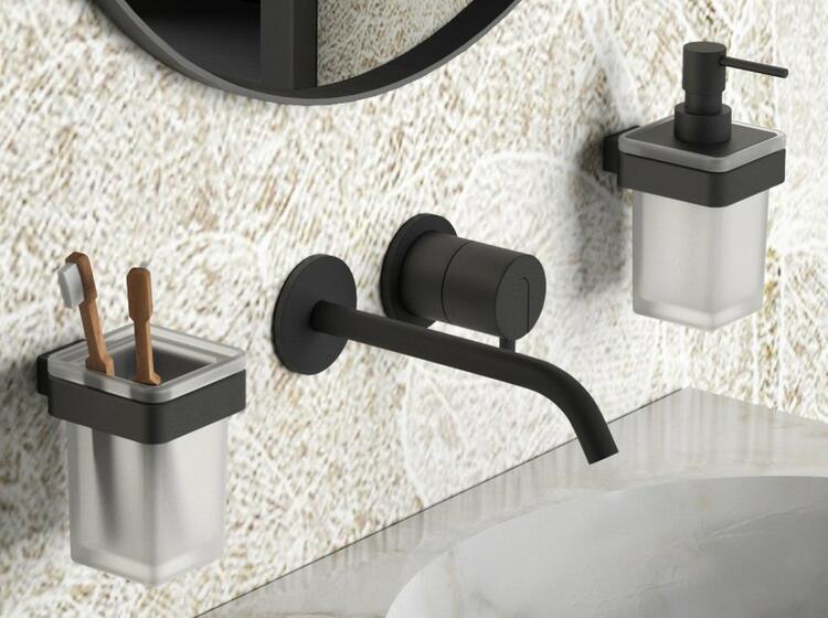 SAMOA dávkovač mýdla 170ml, mléčné sklo, černá mat