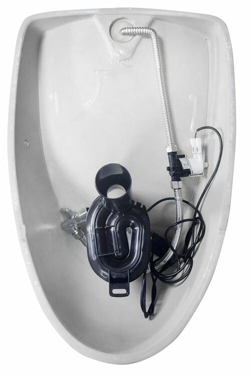 DYNASTY urinál s automatickým splachovačem 6V DC, zakrytý přívod vody, 39x58 cm