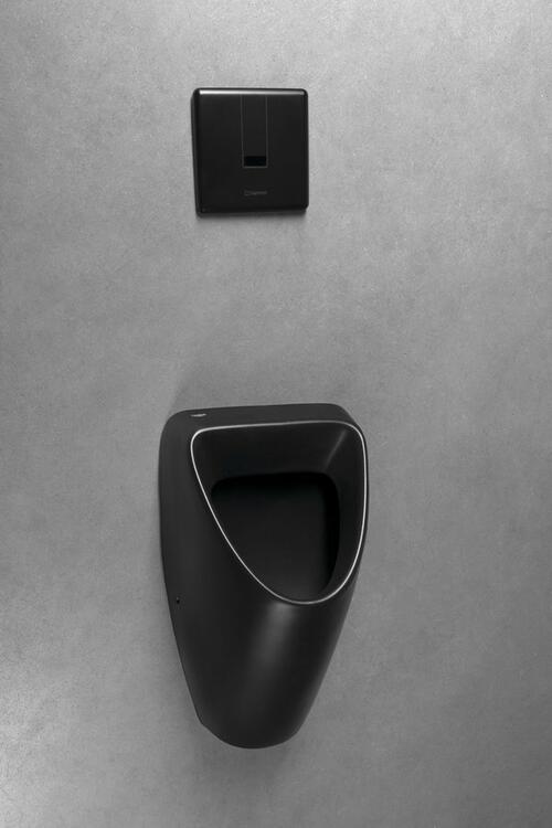 SCHWARN BLACK keramický urinál, zadní přívod, zadní odpad, černá mat