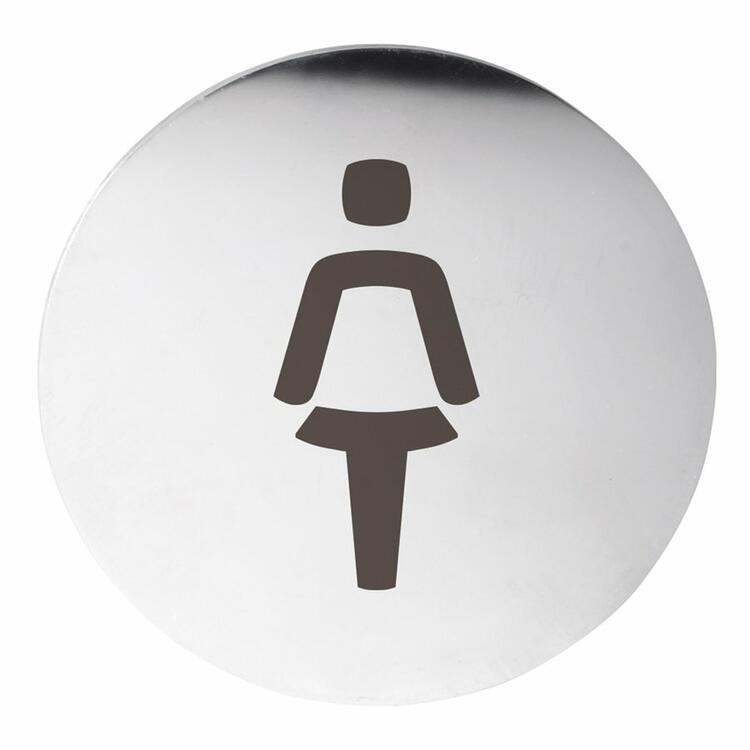 Cedule WC dámy, Ø 75mm, nerez mat