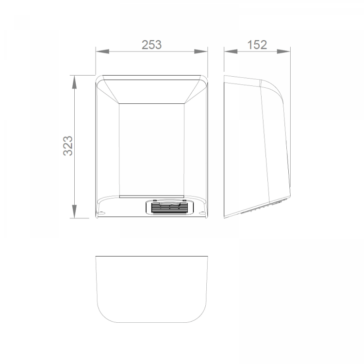 BIGFLOW bezdotykový elektrický osoušeč rukou 220-240V, 2050W, 253x323x152mm, bílá