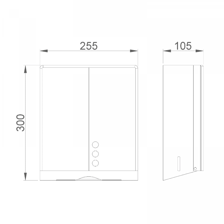 Zásobník na papírové ručníky 255x200x105mm, nerez mat