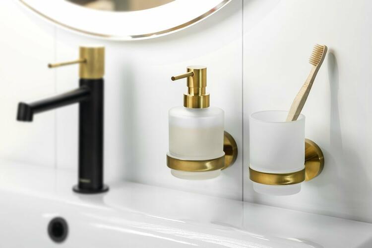 X-ROUND GOLD dávkovač mýdla 200ml, mléčné sklo, zlato mat