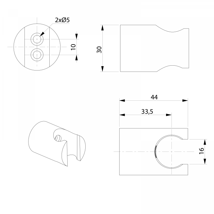 Držák sprchy kulatý, pevný zlato – Sapho 1205-15GB