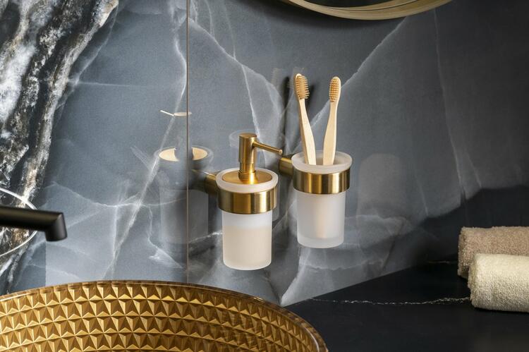 PIRENEI sklenka, mléčné sklo, zlato mat