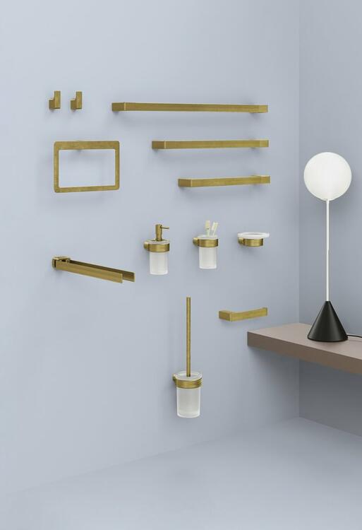 PIRENEI dvojitý držák ručníků otočný 350mm, zlato mat