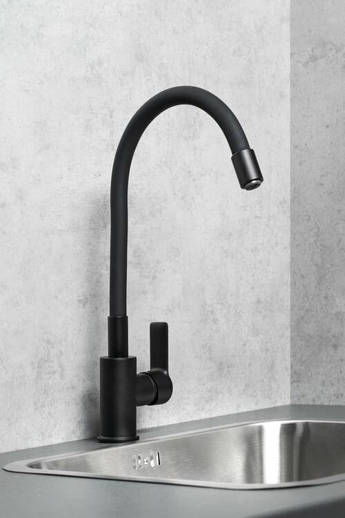 LORE stojánková dřezová baterie, flexibilní ramínko, černá mat