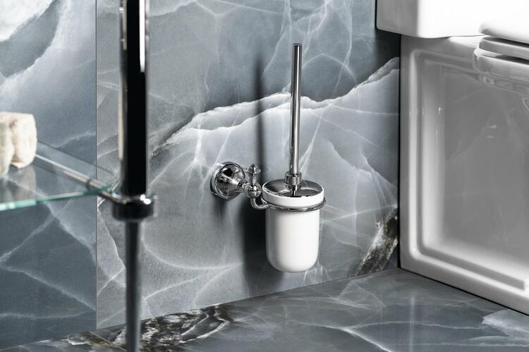 NEVIS WC štětka závěsná, keramika, chrom