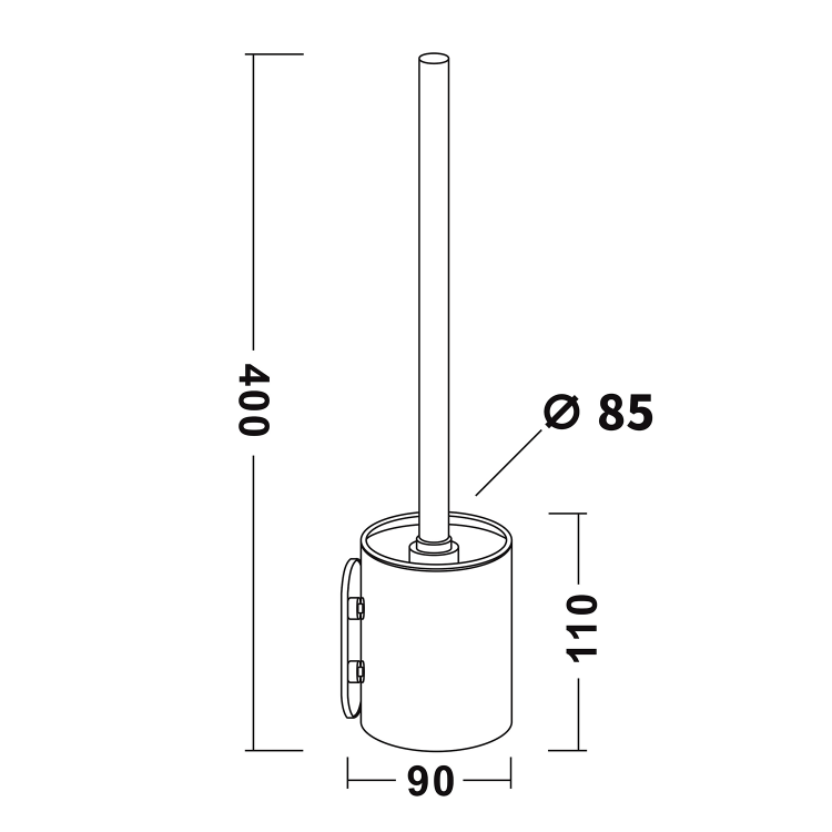 WC štětka samolepící, nerez lesk