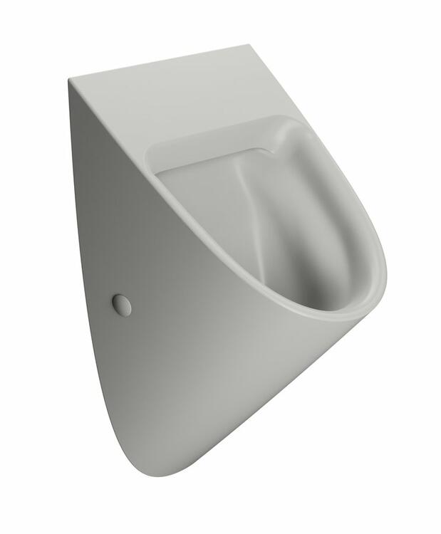 COMMUNITY urinál se zakrytým přívodem vody, Rimless, 31x54,5cm, cenere mat