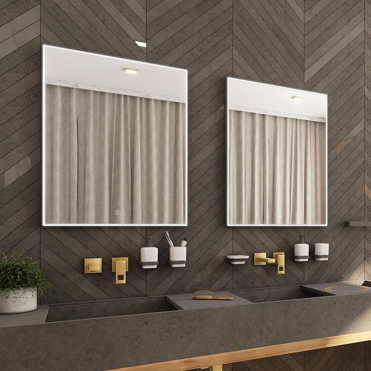 Černé zrcadlo s ostrými rohy s led osvětlením 60×80 cm – Nimco ZPC 13002VX-90