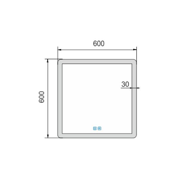 Zrcadlo s oblými rohy s led osvětlením 60×60 cm – Nimco ZP 19066VX
