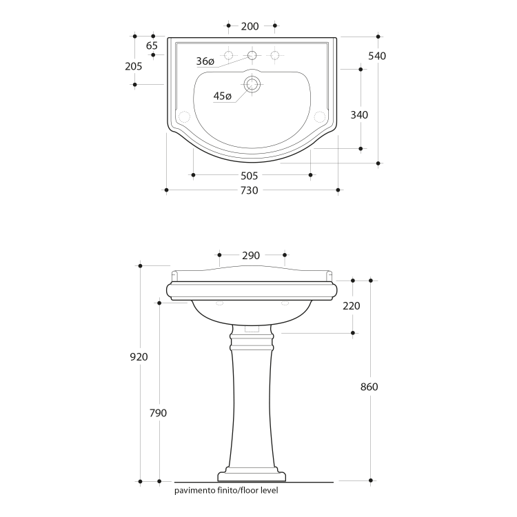 Keramické umyvadlo 73×54 cm bílá – Kerasan RETRO KERASAN 104701-3