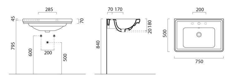 Keramické umyvadlo 75×50 cm bílá – GSI CLASSIC 8787111