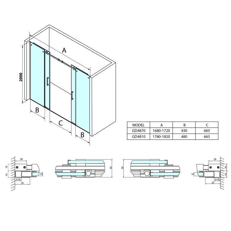 Sprchové dveře 170 cm chrom/transparent – Gelco Dragon GD4870