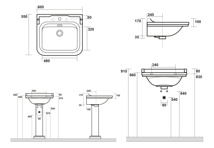 Keramické umyvadlo 60×55 cm bílá – Kerasan WALDORF 4140K1
