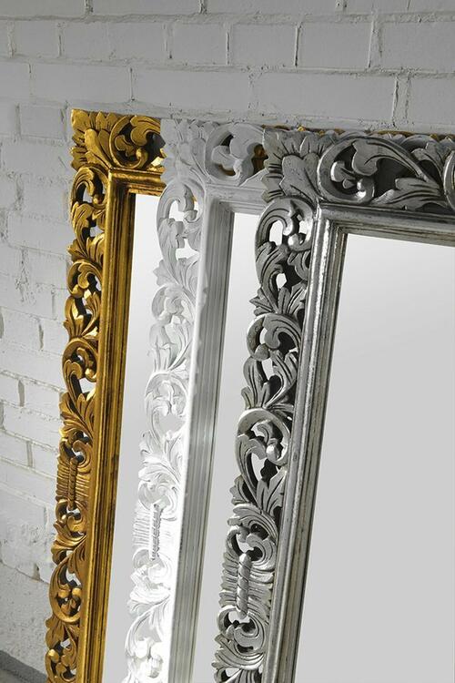 SCULE zrcadlo ve vyřezávaném rámu 70x100cm, stříbrná