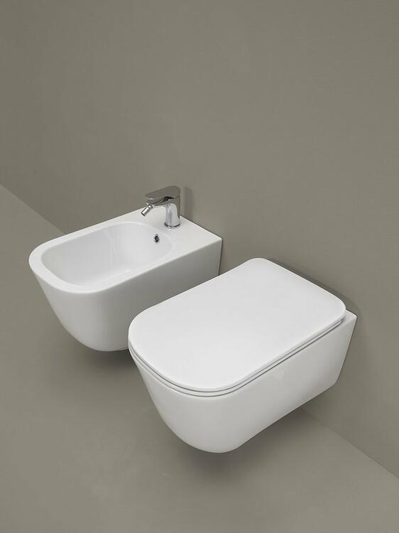 TRIBECA závěsná WC mísa, Rimless, 35x54cm, bílá