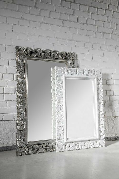 SCULE zrcadlo ve vyřezávaném rámu 80x120cm, stříbrná