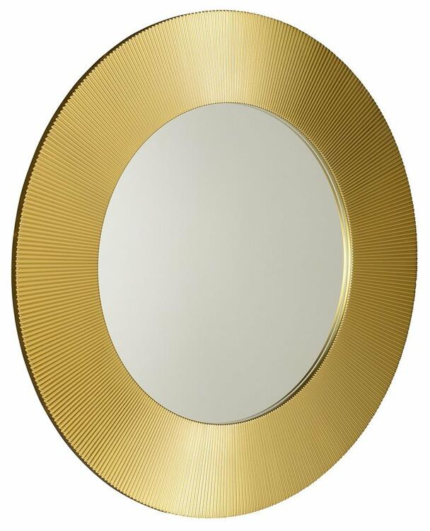 SUNBEAM kulaté zrcadlo v dřevěném rámu ø 90cm, zlatá