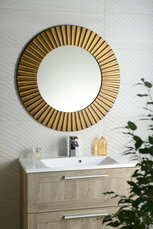 PRIDE kulaté zrcadlo v dřevěném rámu ø 90cm, bronz