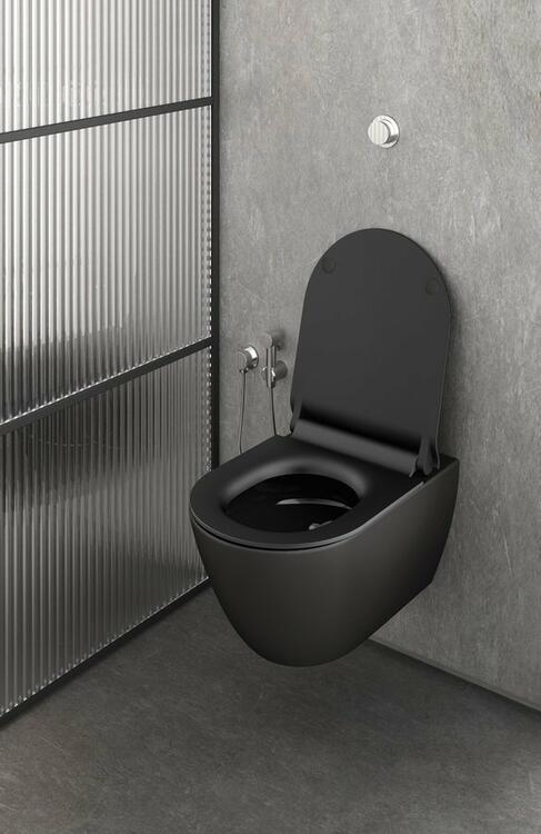PURA závěsná WC mísa, Swirlflush, 36x55cm, černá dual-mat