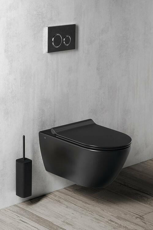 PURA závěsná WC mísa, Swirlflush, 36x55cm, černá dual-mat