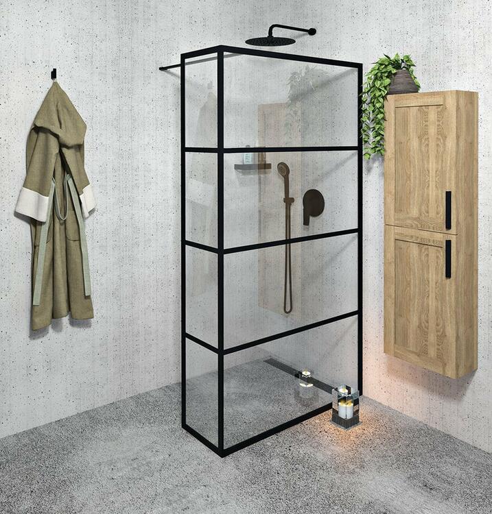 Sprchová stěna Walk-in 80 cm černá/transparent – Gelco Cure black CB80