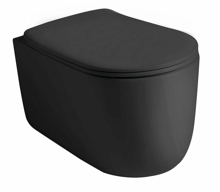 NOLITA závěsná WC mísa, Rimless, 35x55cm, černá mat
