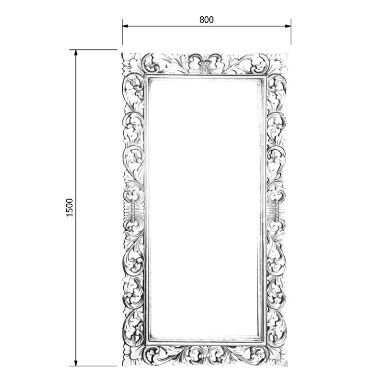 SCULE zrcadlo ve vyřezávaném rámu 80x150cm, bílá