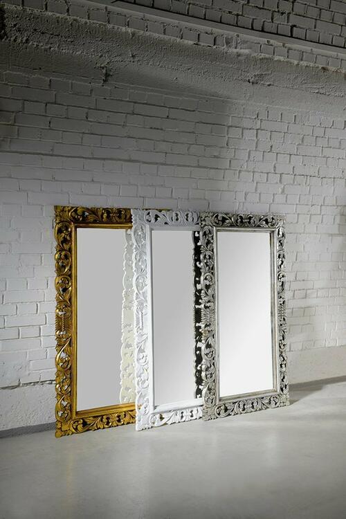 SCULE zrcadlo ve vyřezávaném rámu 80x150cm, stříbrná