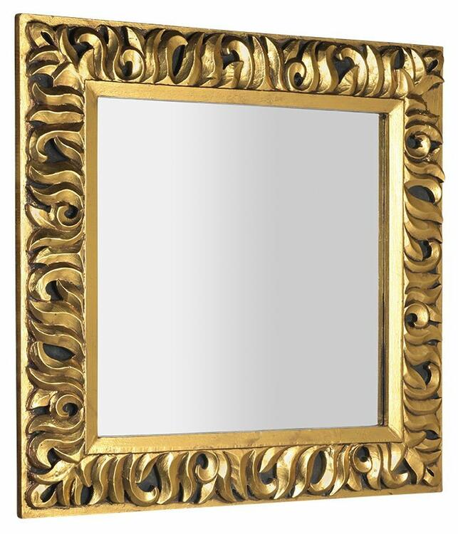 ZEEGRAS zrcadlo ve vyřezávaném rámu 90x90cm, zlatá