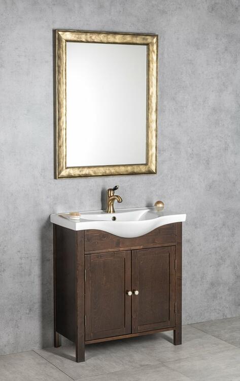BERGARA zrcadlo v dřevěném rámu 74,2x94,2cm, zlatá