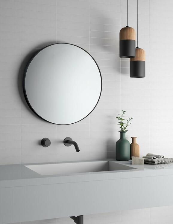 Kulaté zrcadlo v plastovém rámu ø 60cm, černá