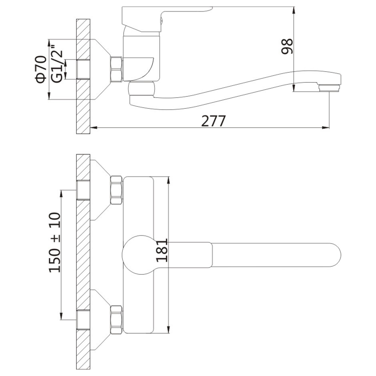 Umyvadlová baterie nástěnná chrom – Bruckner Baron 612.015.1