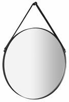 ORBITER kulaté zrcadlo s koženým páskem ø 70cm, černá mat | Více - 