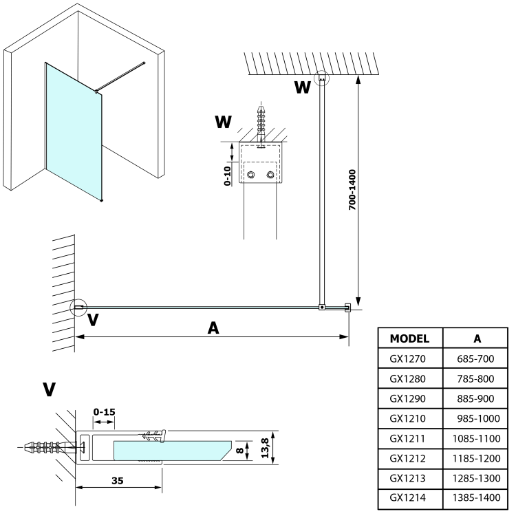 Sprchová stěna Walk-in 130 cm chrom/transparent – Gelco Vario chrome GX1213GX1010