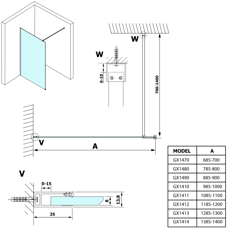 Sprchová stěna Walk-in 90 cm zlatá/matné sklo – Gelco Vario gold GX1490GX1016