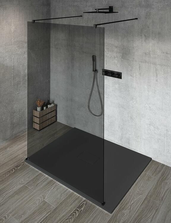 Sprchová stěna Walk-in 130 cm černá/kouřové sklo – Gelco Vario black GX1313GX2214