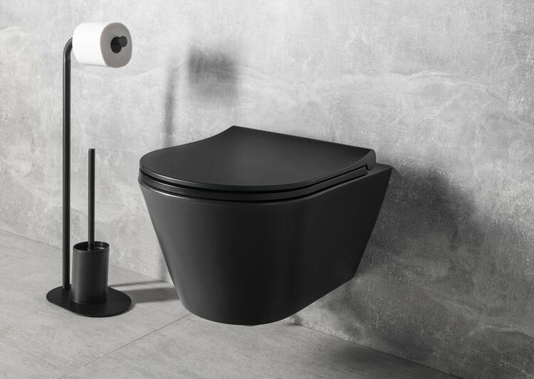 AVVA závěsná WC mísa, Rimless, 35,5x53cm, černá mat