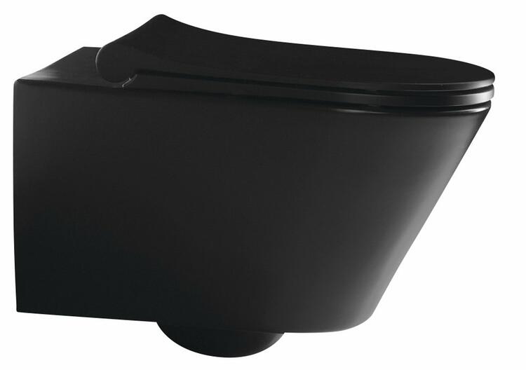 AVVA závěsná WC mísa, Rimless, 35,5x53cm, černá mat