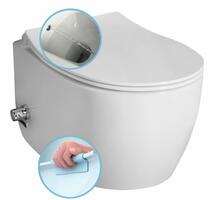 SENTIMENTI CLEANWASH závěsná WC mísa, Rimless, integrovaný ventil a bidet. sprška, 36x51cm, bílá | Více - 